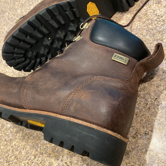 🔥Sale🔥 L.L. Bean Work Boots 10 WIDE Leather Item 301050 Vibram Soles Brown - Picture 9 of 17